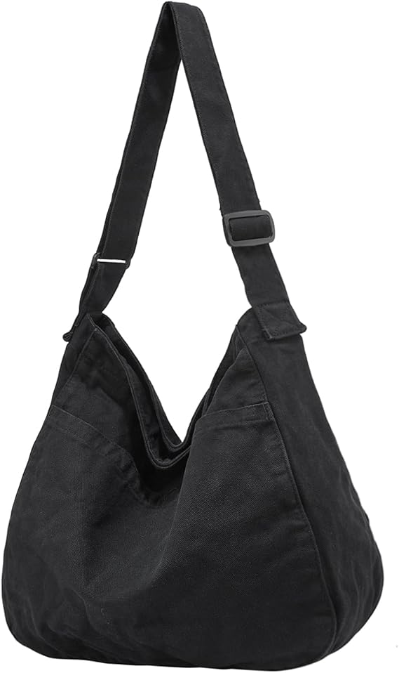 Canvas Tote Bag Casual Hobo Crossbody Shoulder Bag for Women and Men Large Purse Messenger Bag Travel Work