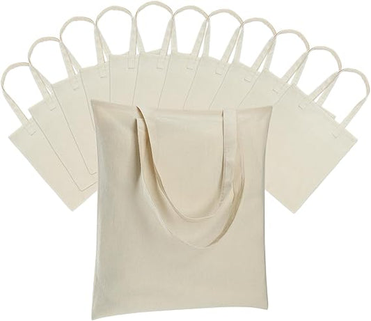 Canvas Tote Bag - Lightweight Thin Tote Bags Bulk Blank Reusable Grocery Bags for DIY Gift Sublimation Activity