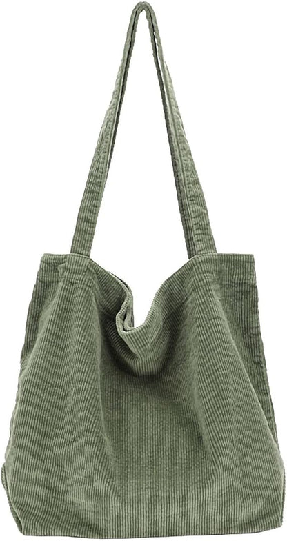 Corduroy Tote Bag for Women Girl Canvas Shoulder Handbags Cute Large Purse