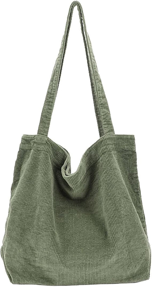 Corduroy Tote Bag for Women Girl Canvas Shoulder Handbags Cute Large Purse